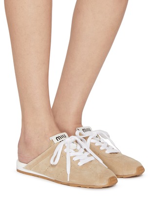 Figure View - Click To Enlarge - MIU MIU - Plume Suede Mules