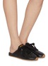 Figure View - Click To Enlarge - MIU MIU - Plume Leather Mules