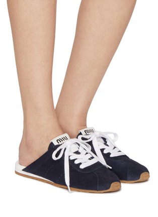 Figure View - Click To Enlarge - MIU MIU - Plume Suede Mules
