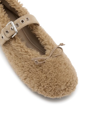 Detail View - Click To Enlarge - MIU MIU - Shearling Ballerine Mary Jane Flats