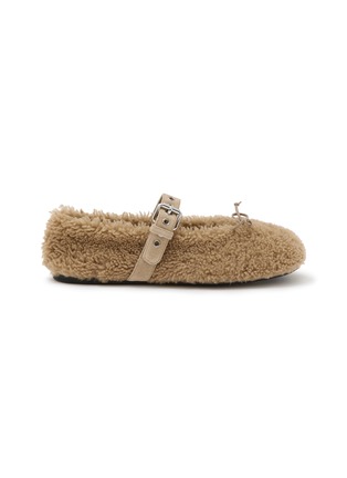 Main View - Click To Enlarge - MIU MIU - Shearling Ballerine Mary Jane Flats