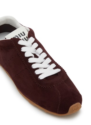 Detail View - Click To Enlarge - MIU MIU - Plume Suede Women's Sneakers