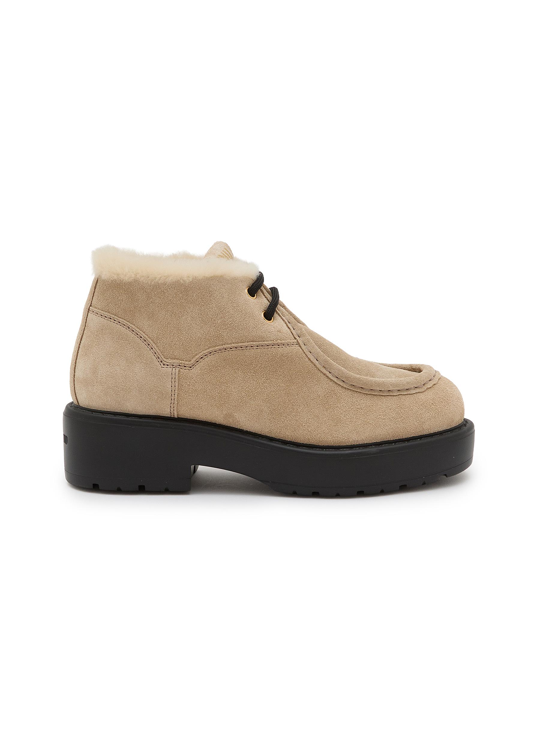 MIU MIU | Paraboot Suede Shearing Boots | Women | Lane Crawford