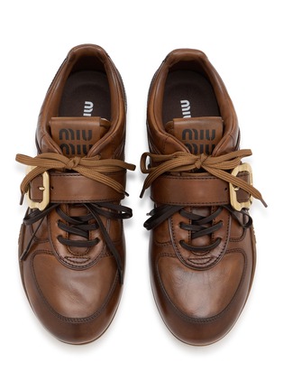 Detail View - Click To Enlarge - MIU MIU - Gymnasium Buckle Leather Women's Sneakers