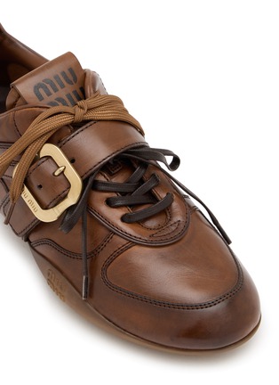 Detail View - Click To Enlarge - MIU MIU - Gymnasium Buckle Leather Women's Sneakers