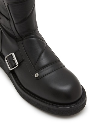 Detail View - Click To Enlarge - ANN DEMEULEMEESTER - Buckle Grained Leather Ankle Boots