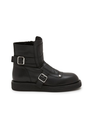 Main View - Click To Enlarge - ANN DEMEULEMEESTER - Buckle Grained Leather Ankle Boots