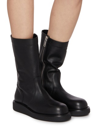 Figure View - Click To Enlarge - ANN DEMEULEMEESTER - Flat Mid Grained Shiny Calf Skin Boots