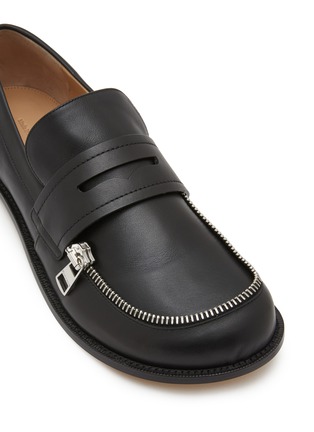 Detail View - Click To Enlarge - JW ANDERSON - Biker Zip Trim Leather Moccasins