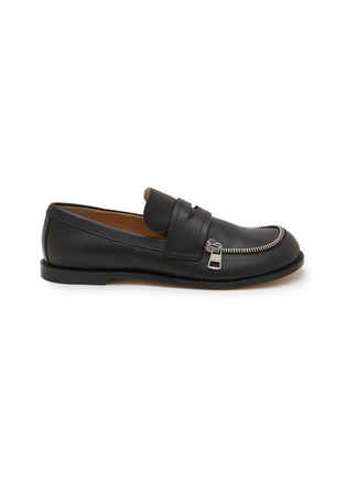 Main View - Click To Enlarge - JW ANDERSON - Biker Zip Trim Leather Moccasins