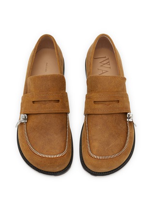 Detail View - Click To Enlarge - JW ANDERSON - Biker Zip Trim Suede Moccasins