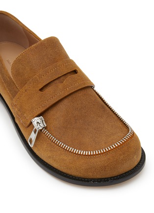 Detail View - Click To Enlarge - JW ANDERSON - Biker Zip Trim Suede Moccasins