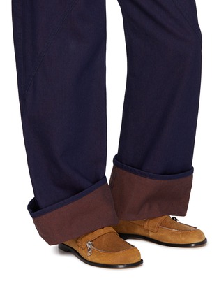 Figure View - Click To Enlarge - JW ANDERSON - Biker Zip Trim Suede Moccasins