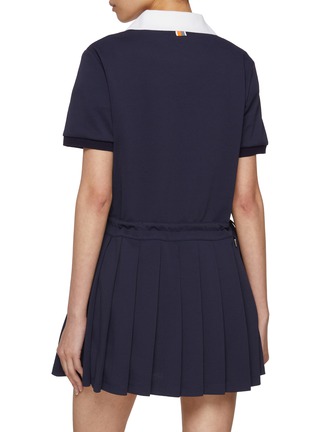 Back View - Click To Enlarge - SOUTHCAPE - Contrast Collar Pleated Dress