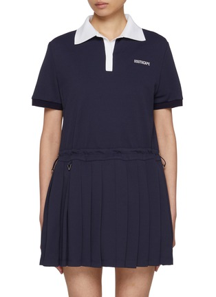 Main View - Click To Enlarge - SOUTHCAPE - Contrast Collar Pleated Dress
