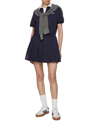 Figure View - Click To Enlarge - SOUTHCAPE - Contrast Collar Pleated Dress