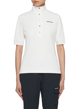 Main View - Click To Enlarge - SOUTHCAPE - High Neck Seersucker T-Shirt
