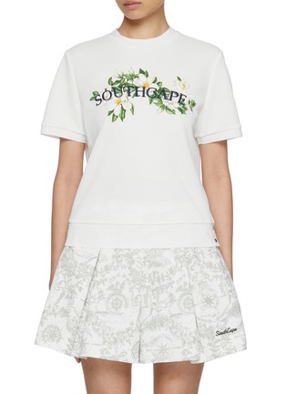 Main View - Click To Enlarge - SOUTHCAPE - Floral Print Logo Embroidered T-shirt
