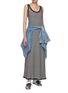Figure View - Click To Enlarge - GUEST IN RESIDENCE - Fine Stripe Silk Linen Maxi Dress