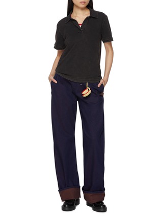 Figure View - Click To Enlarge - JW ANDERSON - Washed Layered Cotton Polo Shirt