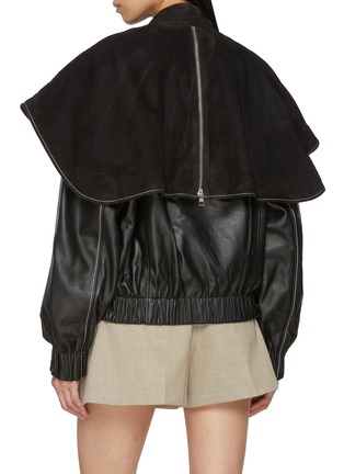 Back View - Click To Enlarge - JW ANDERSON - Oversized Collar Suede Leather Bomber Jacket