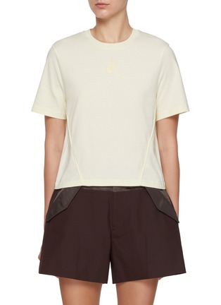 Main View - Click To Enlarge - JW ANDERSON - Embroidered Anchor Panelled Cotton T-Shirt