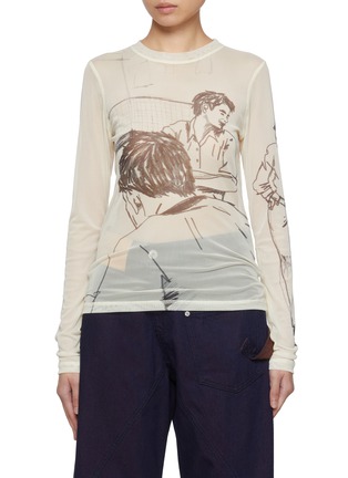 Main View - Click To Enlarge - JW ANDERSON - Printed Sheer Mesh Top
