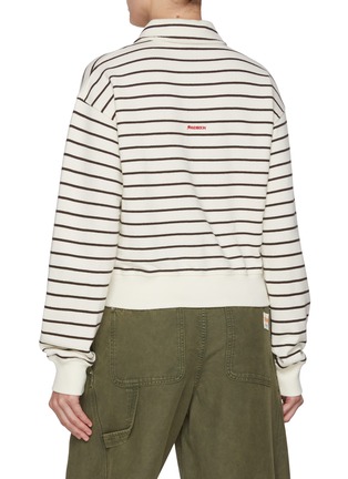 Back View - Click To Enlarge - JW ANDERSON - Striped Crockery Embroidered Cotton Polo Sweatshirt