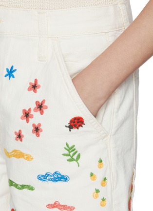  - MOTHER - The Stud Finder Frayed Hem Embroidered Cotton Shorts