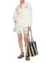 Figure View - Click To Enlarge - MOTHER - The Stud Finder Frayed Hem Embroidered Cotton Shorts