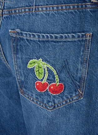  - MOTHER - The Dodger Ankle Cherry Embroidered Medium Wash Jeans