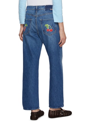 Back View - Click To Enlarge - MOTHER - The Dodger Ankle Cherry Embroidered Medium Wash Jeans