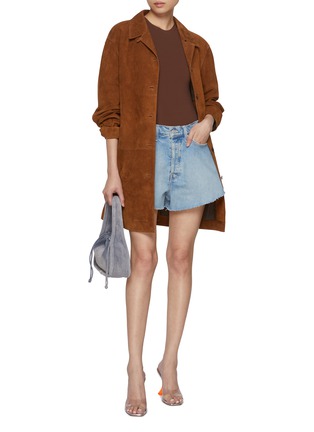 Figure View - Click To Enlarge - MOTHER - The Flutter Frayed Hem Denim Shorts
