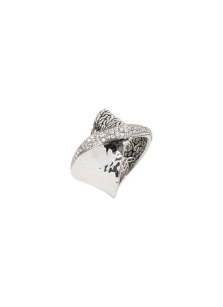 Detail View - Click To Enlarge - JOHN HARDY - JH Essentials Diamond Sterling Silver Hammered Ring — Size 7