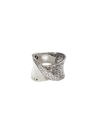 Main View - Click To Enlarge - JOHN HARDY - JH Essentials Diamond Sterling Silver Hammered Ring — Size 7