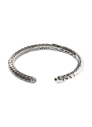 Detail View - Click To Enlarge - JOHN HARDY - Classic Chain Sterling Silver Sapphire Spinel Hammered Twisted Cuff — Size M