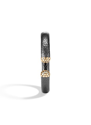 Detail View - Click To Enlarge - JOHN HARDY - Dot 18K Gold Sterling Silver Black Rhodium Cuff — Size M