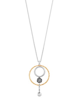Detail View - Click To Enlarge - JOHN HARDY - Dot Hammered 18K Gold Sterling Silver Long Drop Pendant Necklace — Size 34-36