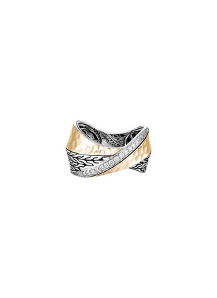 Main View - Click To Enlarge - JOHN HARDY - JH Essentials Diamond 18K Gold Sterling Silver Hammered Ring — Size 6