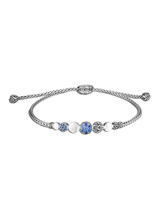 Main View - Click To Enlarge - JOHN HARDY - Dot Hammered Sterling Silver Sapphire Chain Pull Bracelet — Size M-L