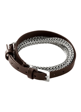 Detail View - Click To Enlarge - JOHN HARDY - Icon Extension Sterling Silver Leather Bracelet — Size UM