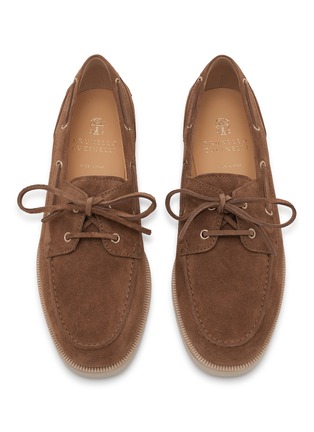 Detail View - Click To Enlarge - BRUNELLO CUCINELLI - Lace Up Suede Loafers