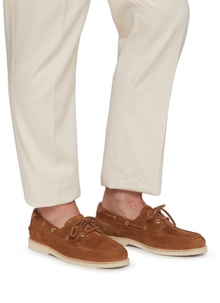 Figure View - Click To Enlarge - BRUNELLO CUCINELLI - Lace Up Suede Loafers