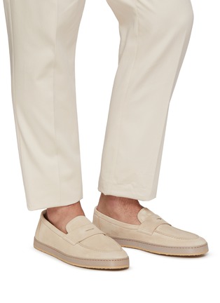 Figure View - Click To Enlarge - BRUNELLO CUCINELLI - Suede Penny Loafers