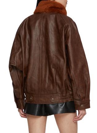 Back View - Click To Enlarge - R13 - Shearling Collar Leather Flight Jacket