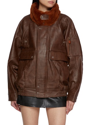 Main View - Click To Enlarge - R13 - Shearling Collar Leather Flight Jacket