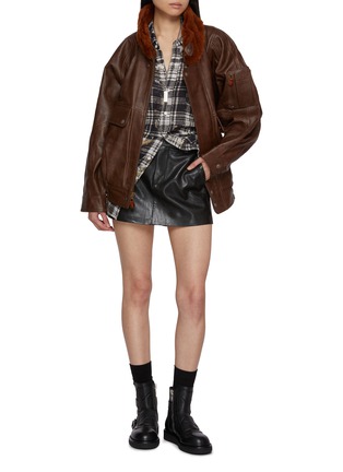 Figure View - Click To Enlarge - R13 - Shearling Collar Leather Flight Jacket