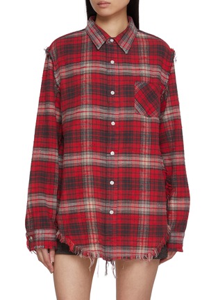 Main View - Click To Enlarge - R13 - Shredded Seam Cotton Shirt