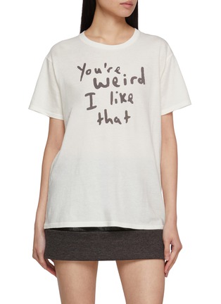 Main View - Click To Enlarge - R13 - You're Weird I Like That Print Cotton Cashmere T-Shirt