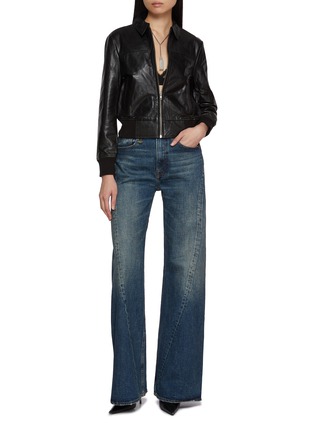 Figure View - Click To Enlarge - R13 - Twisted Seam Flared Dark Wash Jeans